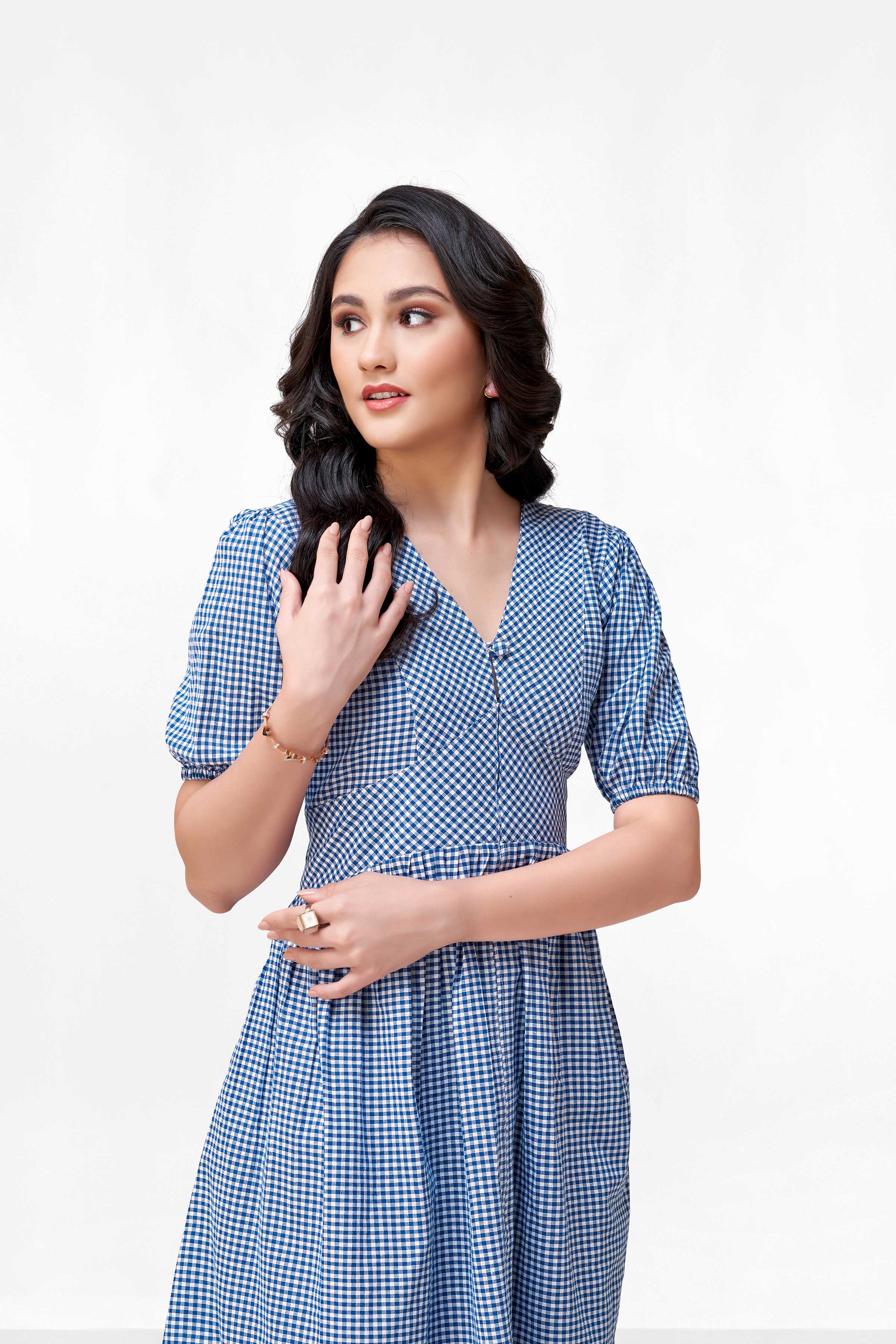 CLARA BLUE CHEX DRESS